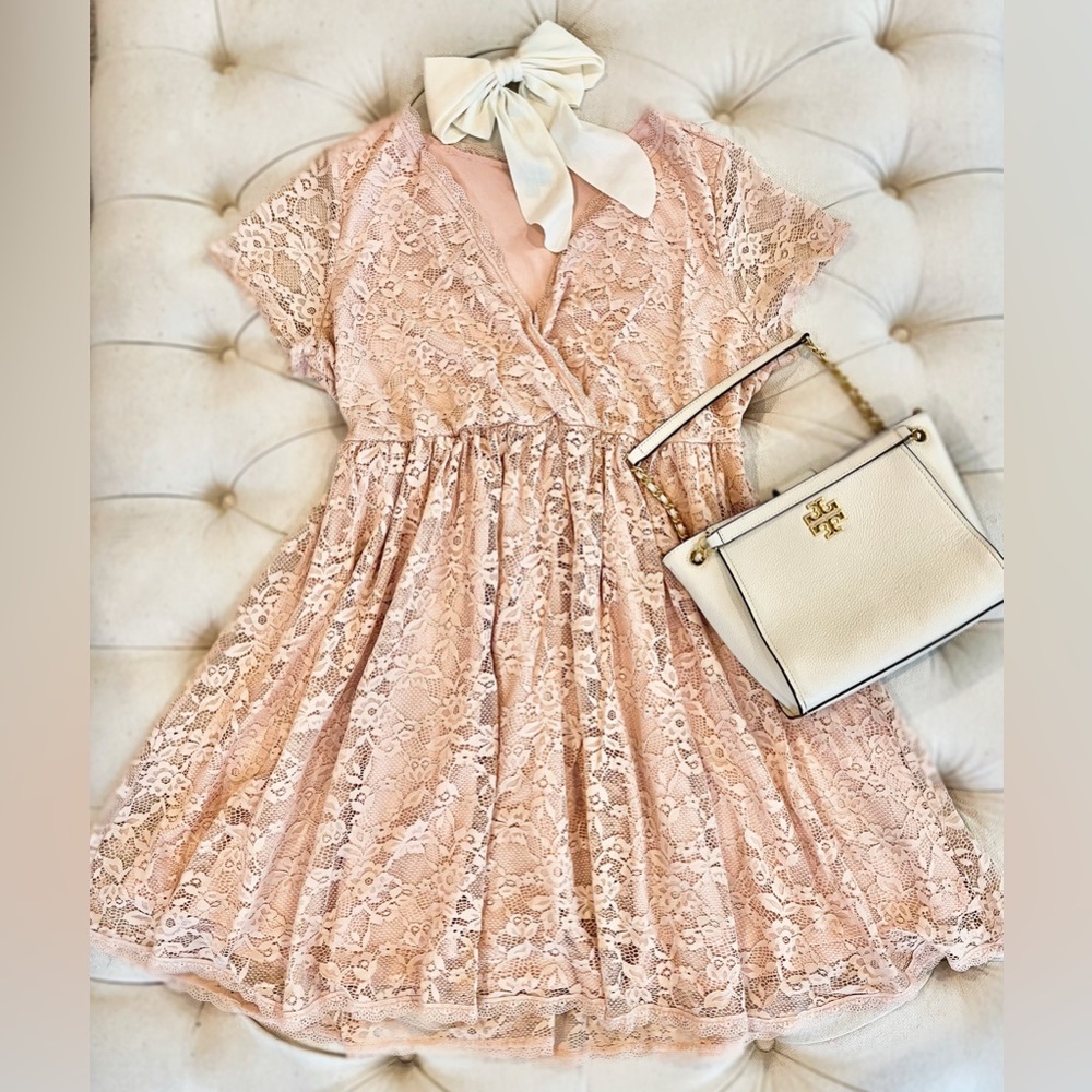 Torrid Blush Pink Lace Mini Dress